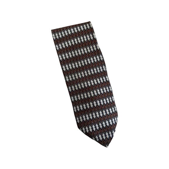 Vintage Kenneth Cole 90s Silk Necktie Brown Tan Neutral - Picture 1 of 4